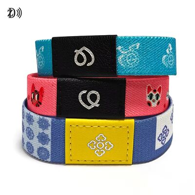 Bracelete de pulso elástico personalizado RFID 13.56MHz NFC Material de borracha durável com poliéster elástico para controle de acesso