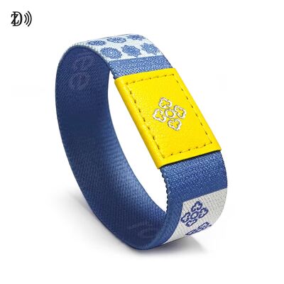 Bracelete de pulso elástico personalizado RFID 13.56MHz NFC Material de borracha durável com poliéster elástico para controle de acesso