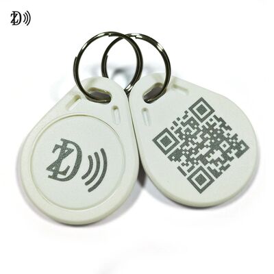 Chaveiro ABS RFID MIFARE Classic EV1 à prova d'água com LOGOTIPO/código QR personalizado para controle de acesso de portas